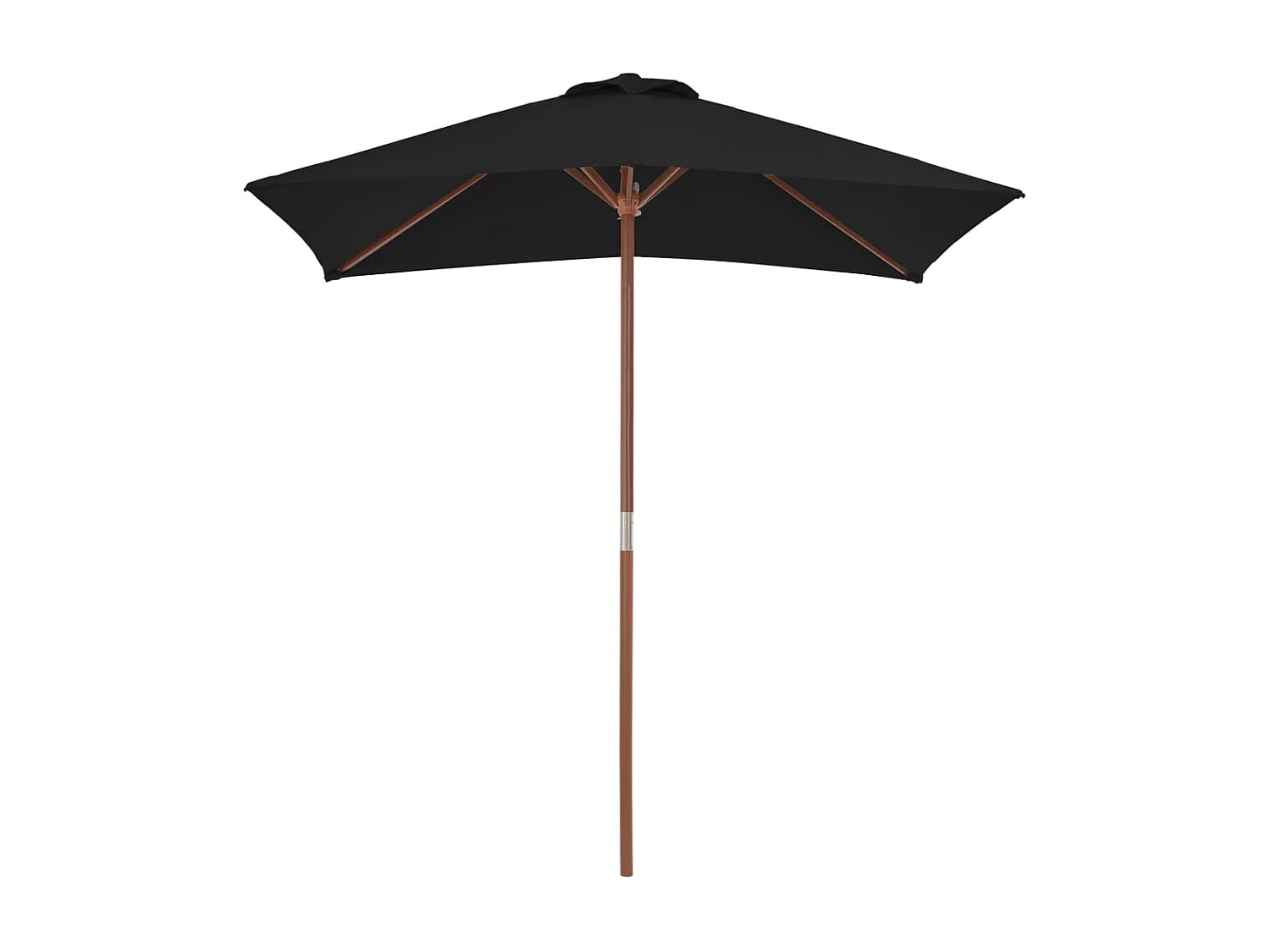 Parasol d'extérieur avec mât en bois Noir 150x200