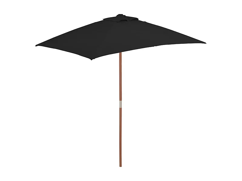 Parasol d'extérieur avec mât en bois Noir 150x200