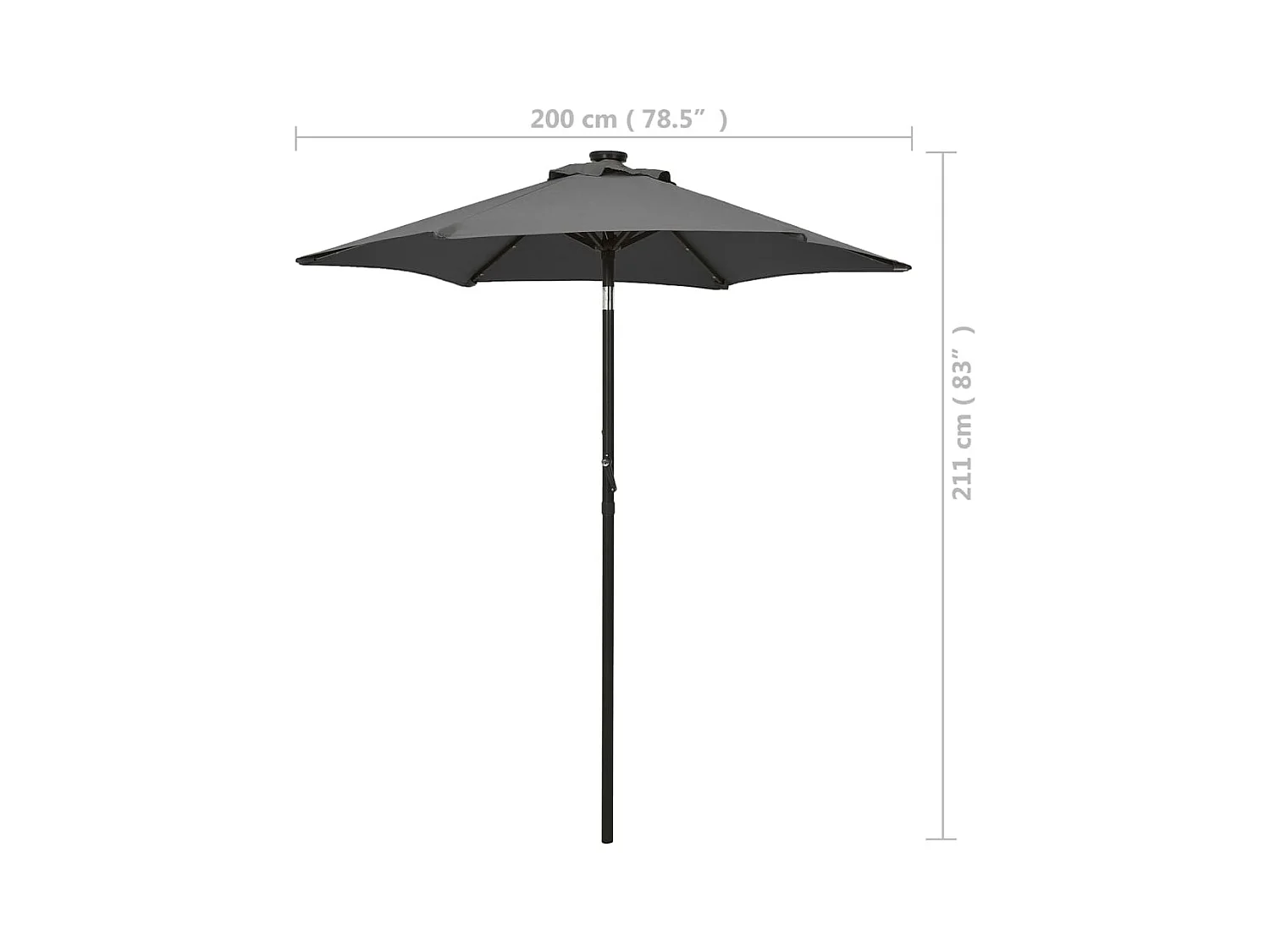 Parasol avec lumières LED Anthracite 200x211 Aluminium