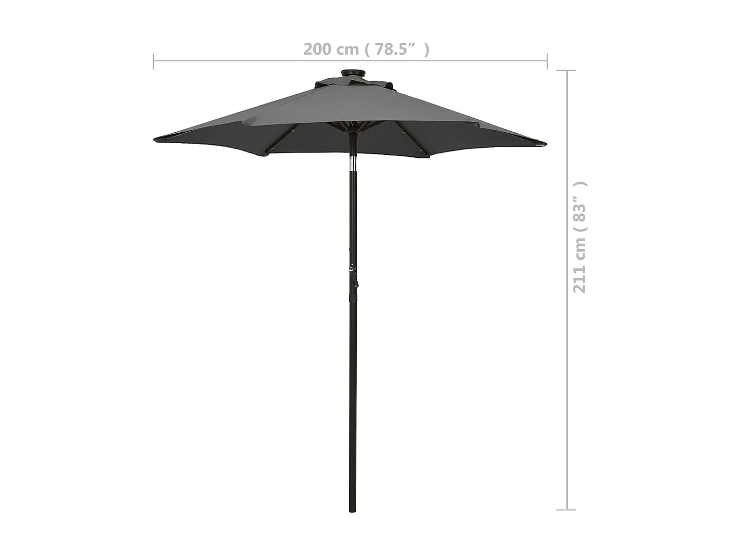 Parasol avec lumières LED Anthracite 200x211 Aluminium