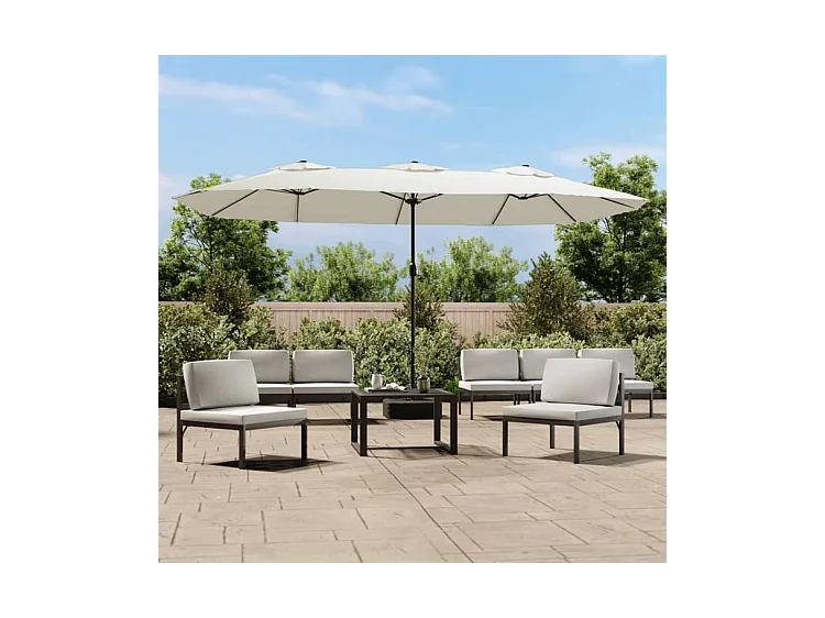 Parasol à double tête avec LED blanc sable 449x245