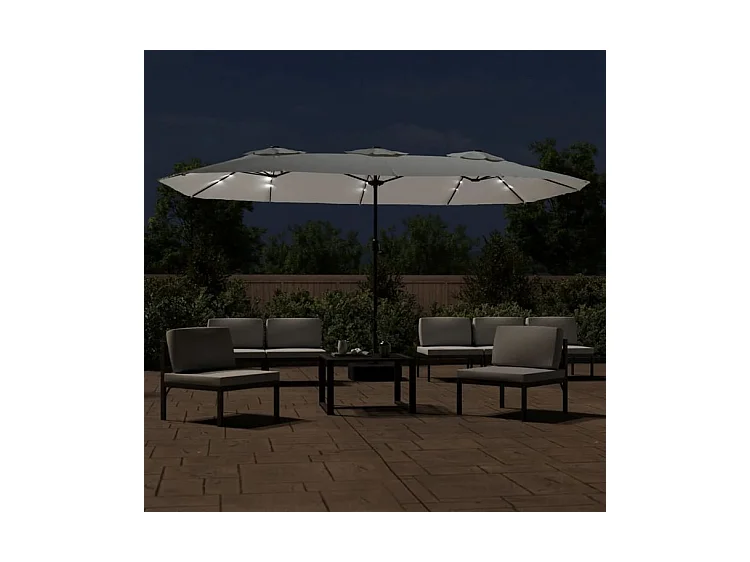 Parasol à double tête avec LED blanc sable 449x245