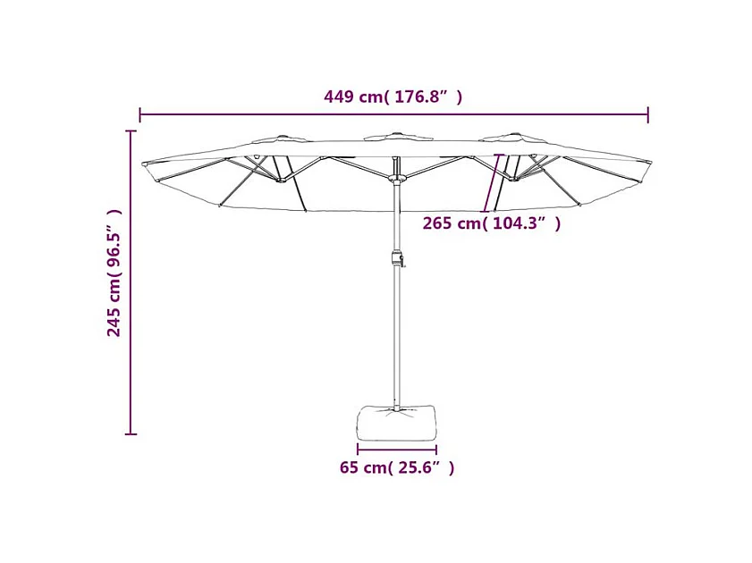 Parasol à double tête avec LED blanc sable 449x245