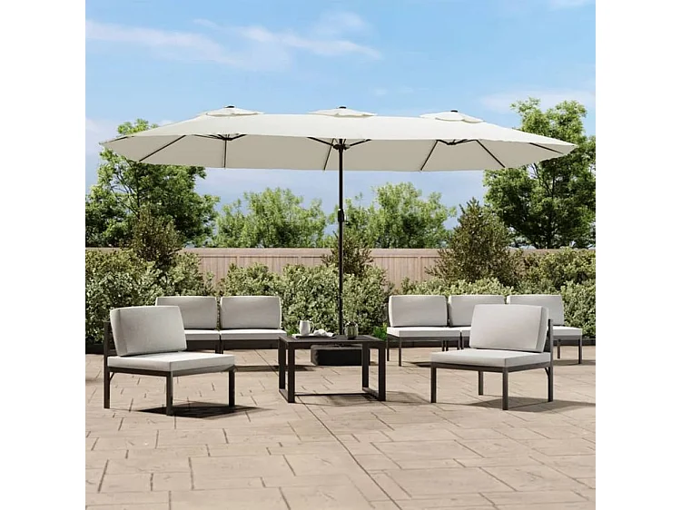 Parasol à double tête avec LED blanc sable 449x245