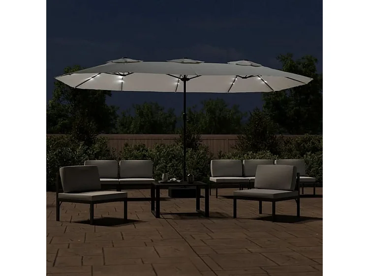 Parasol à double tête avec LED blanc sable 449x245