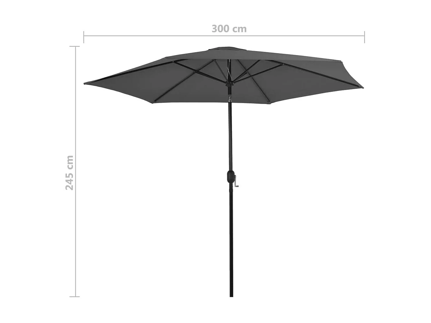 Parasol d'extérieur avec poteau en métal 300cm Anthracite