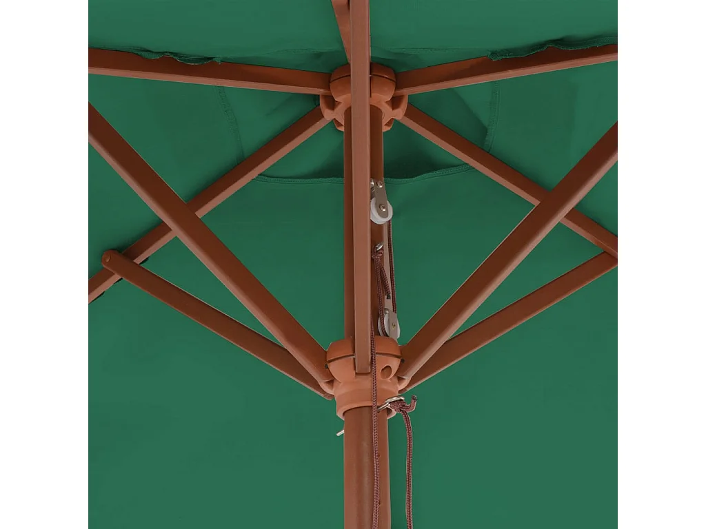 Parasol avec mât en bois 150x200 Vert