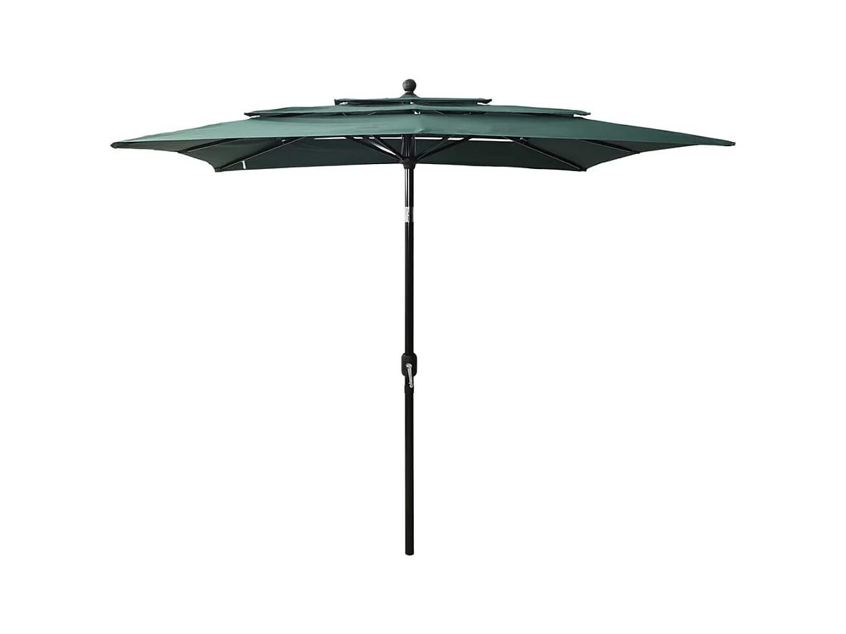 Parasol à 3 niveaux avec mât en aluminium Vert 2,5x2,5 m