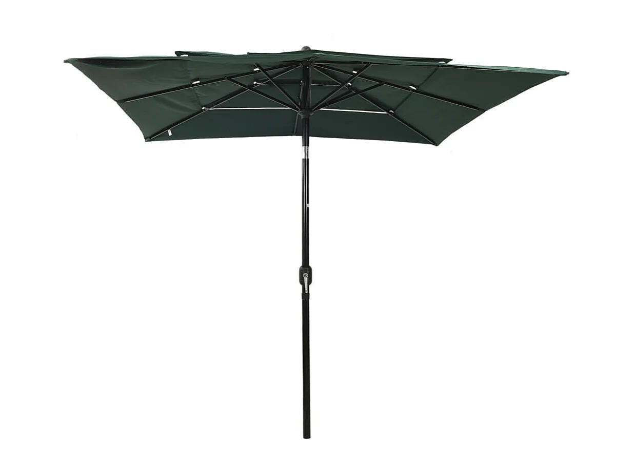 Parasol à 3 niveaux avec mât en aluminium Vert 2,5x2,5 m
