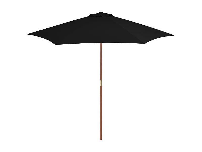 Parasol d'extérieur avec mât en bois Noir 270cm