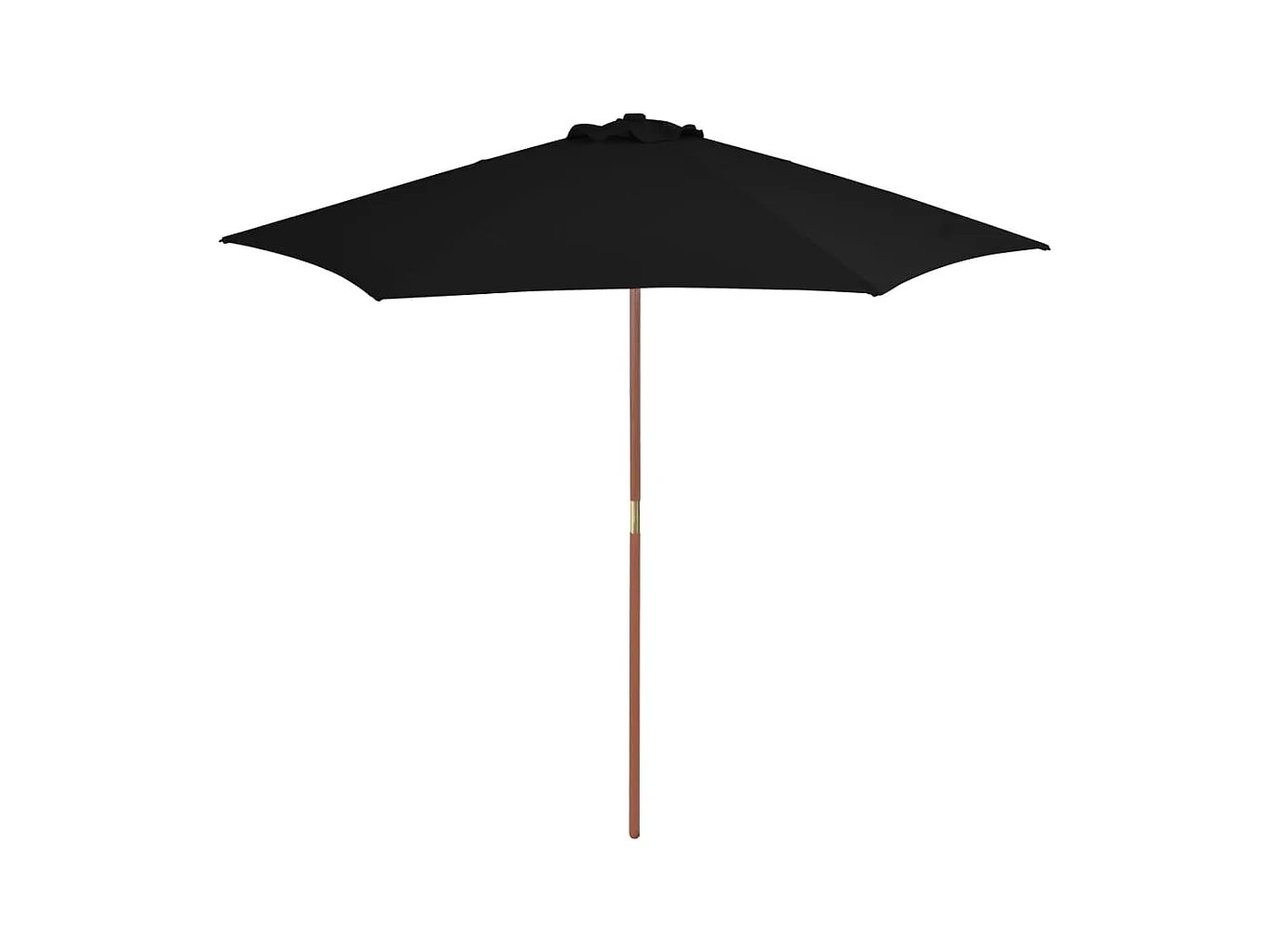 Parasol d'extérieur avec mât en bois Noir 270cm