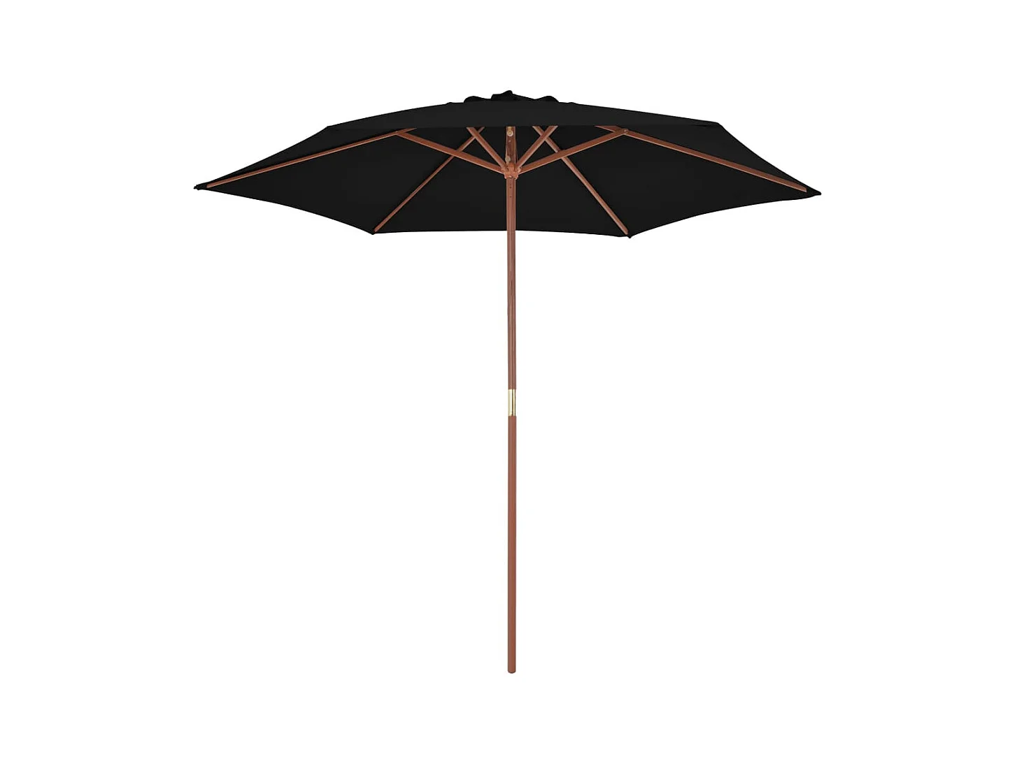 Parasol d'extérieur avec mât en bois Noir 270cm