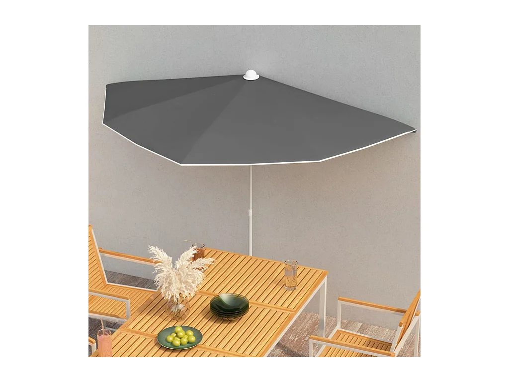 Demi-parasol de jardin avec mât 180x90 Anthracite