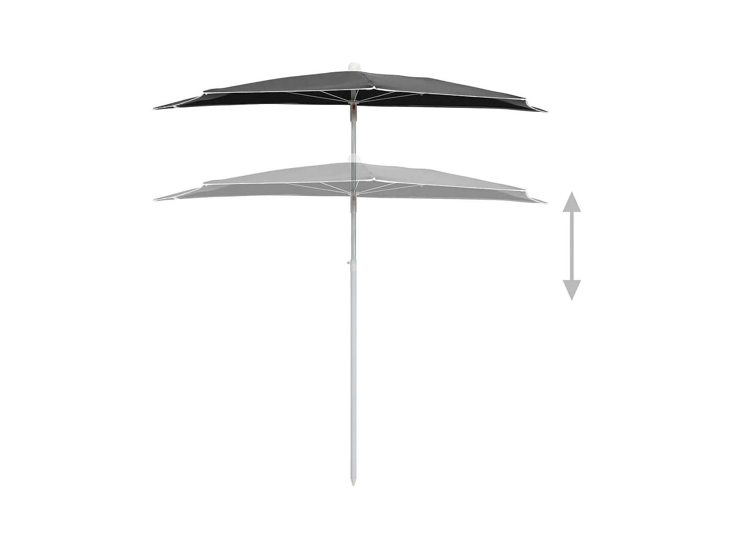Demi-parasol de jardin avec mât 180x90 Anthracite