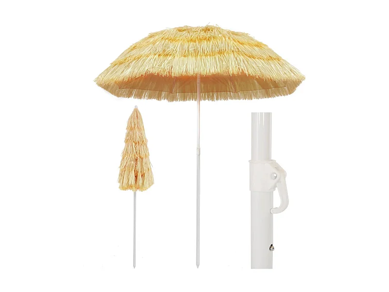 Parasol de plage Naturel 180cm Style hawaïen