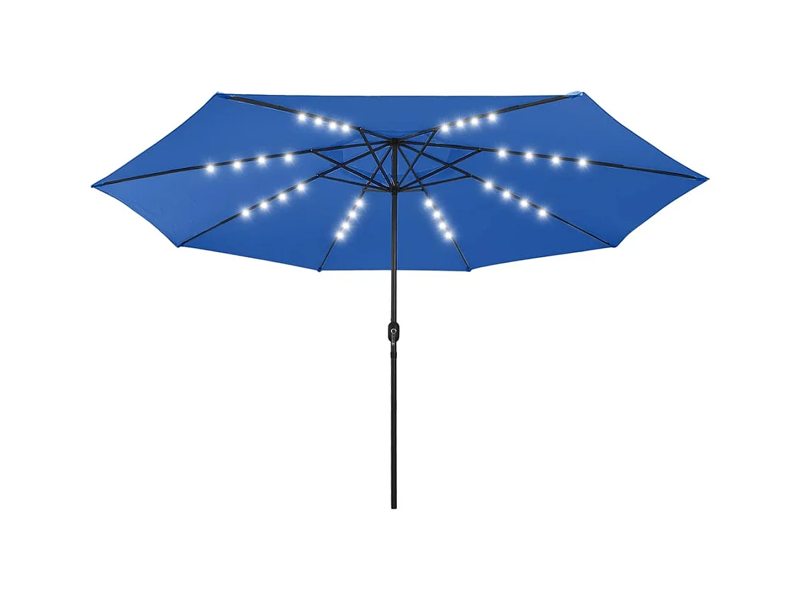 Parasol d'extérieur avec LED et mât en métal 400cm Bleu azuré