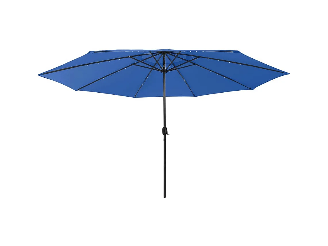 Parasol d'extérieur avec LED et mât en métal 400cm Bleu azuré
