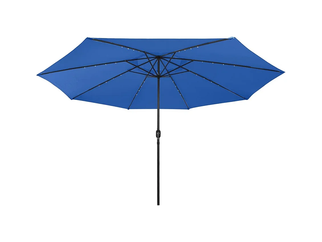 Parasol d'extérieur avec LED et mât en métal 400cm Bleu azuré
