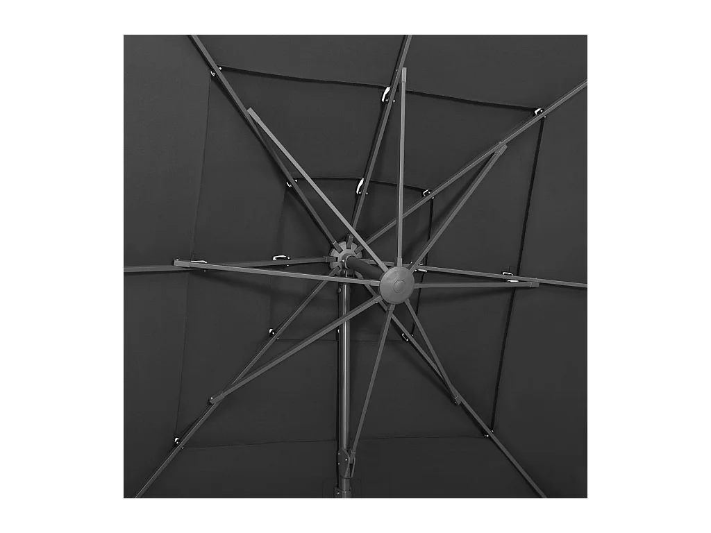 Parasol à 4 niveaux avec mât en aluminium Anthracite 250x250