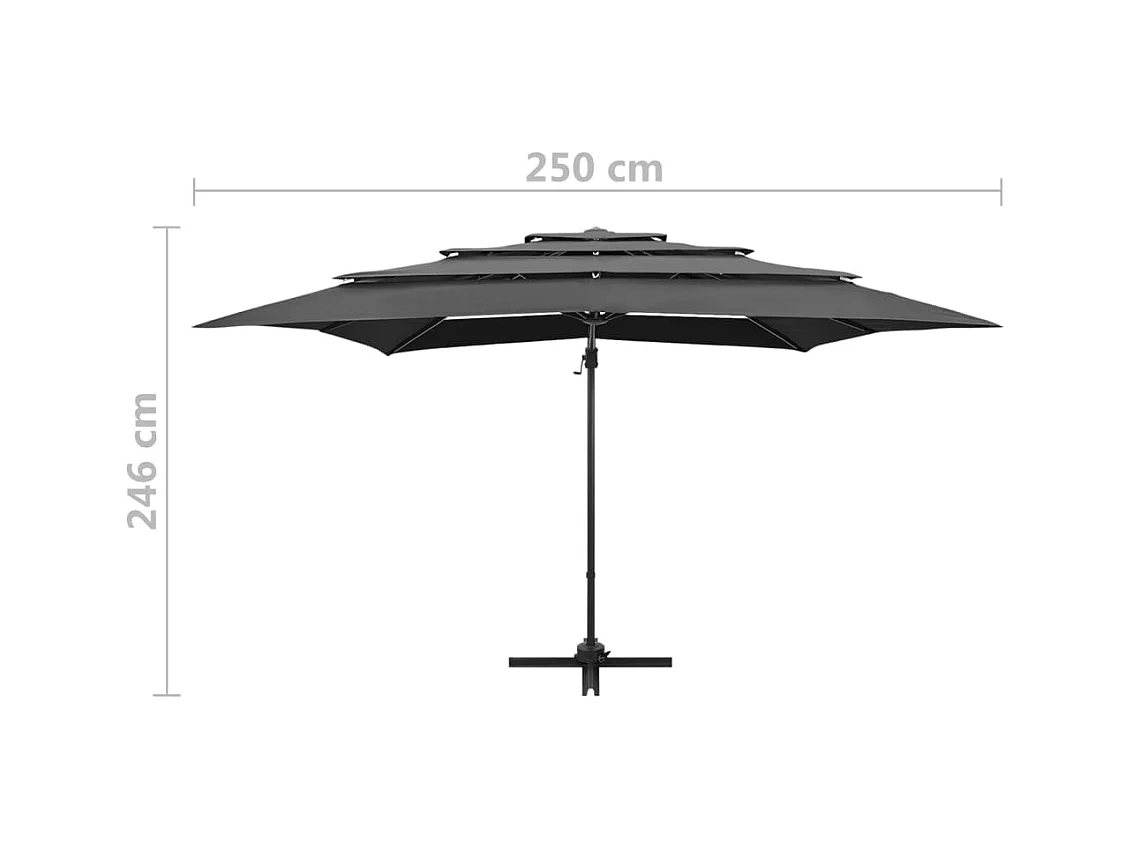 Parasol à 4 niveaux avec mât en aluminium Anthracite 250x250
