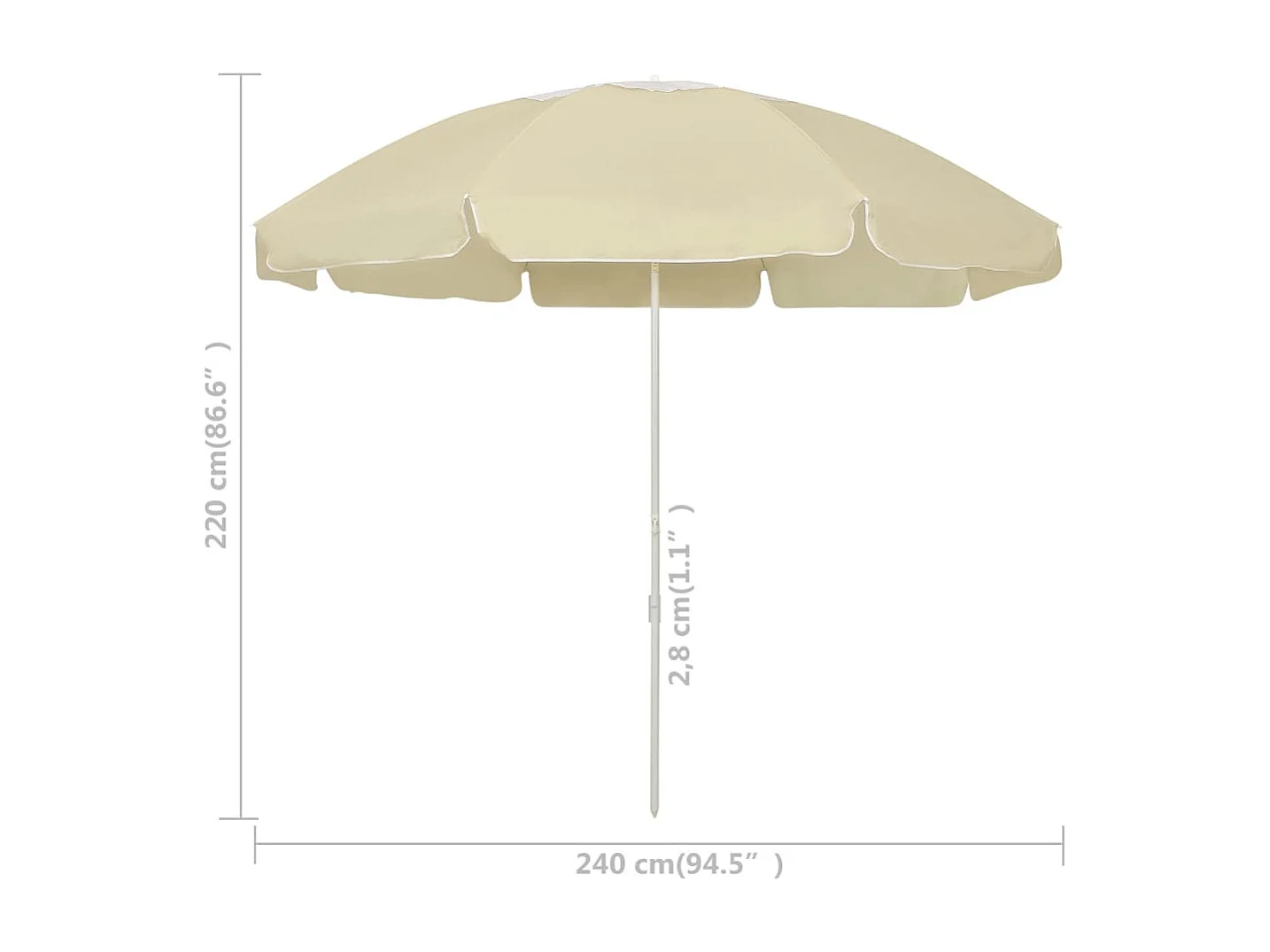 Parasol de plage Jaune sable 240cm