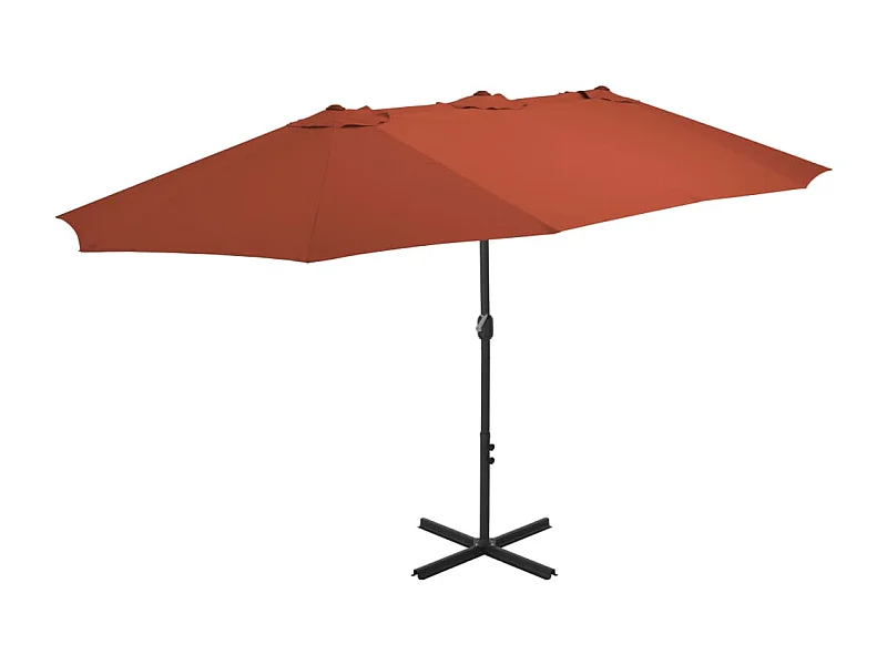 Parasol avec poteau en aluminium 460x270 Terre cuite