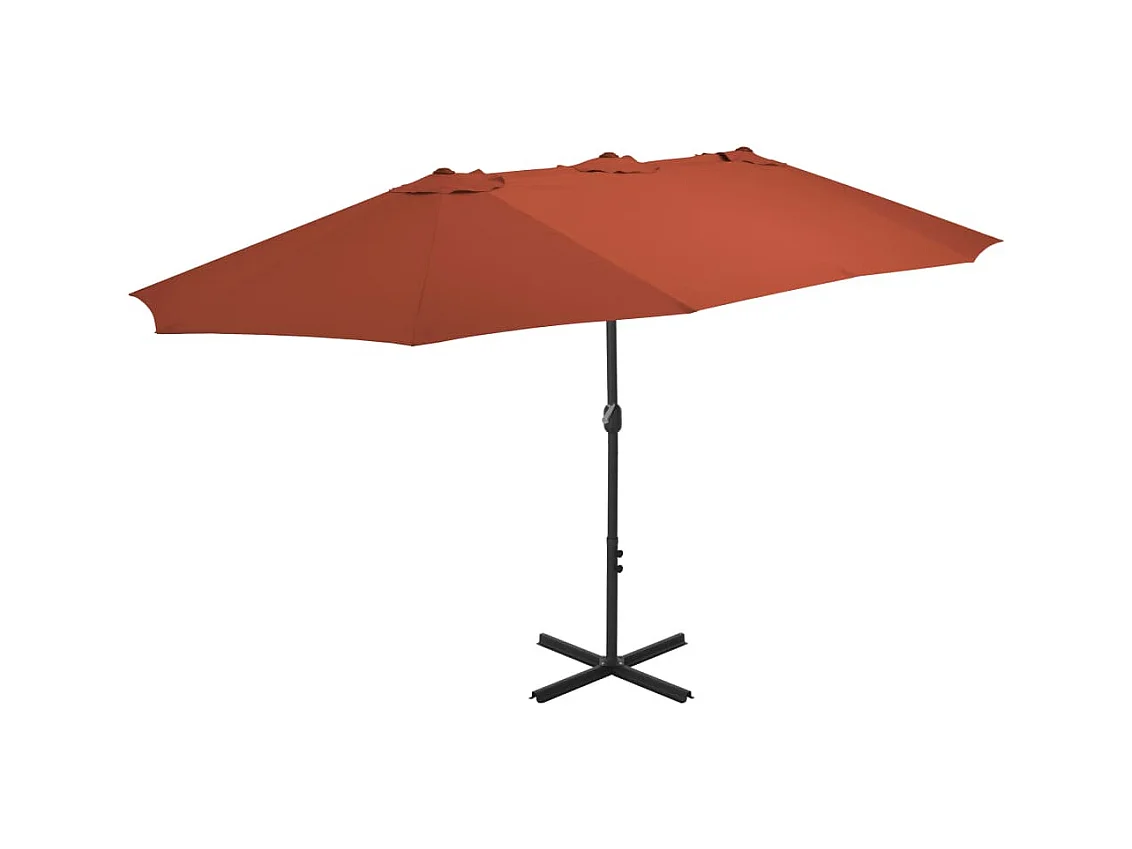 Parasol avec poteau en aluminium 460x270 Terre cuite