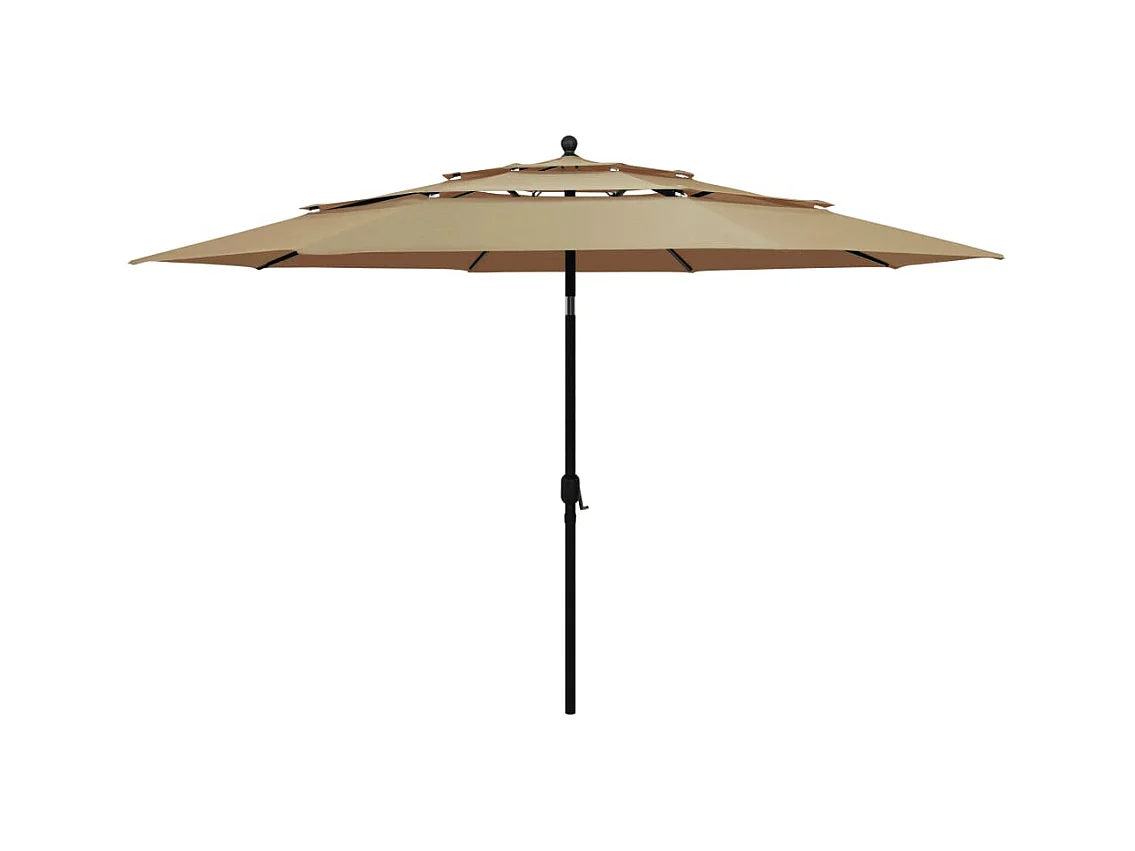 Parasol à 3 niveaux avec mât en aluminium Taupe 3,5 m