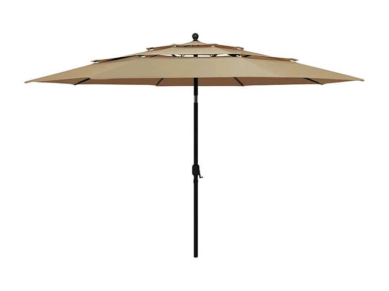 Parasol à 3 niveaux avec mât en aluminium Taupe 3,5 m