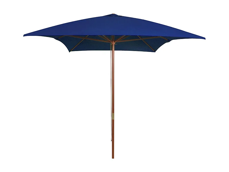 Parasol d'extérieur avec mât en bois Bleu 200x300