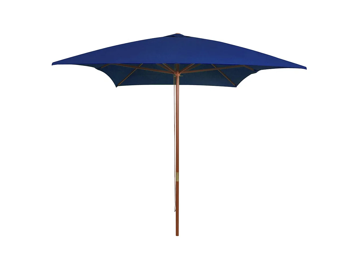 Parasol d'extérieur avec mât en bois Bleu 200x300