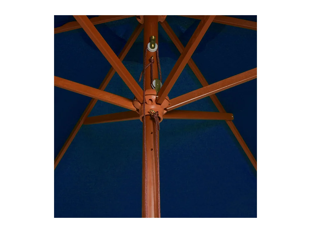 Parasol d'extérieur avec mât en bois Bleu 200x300