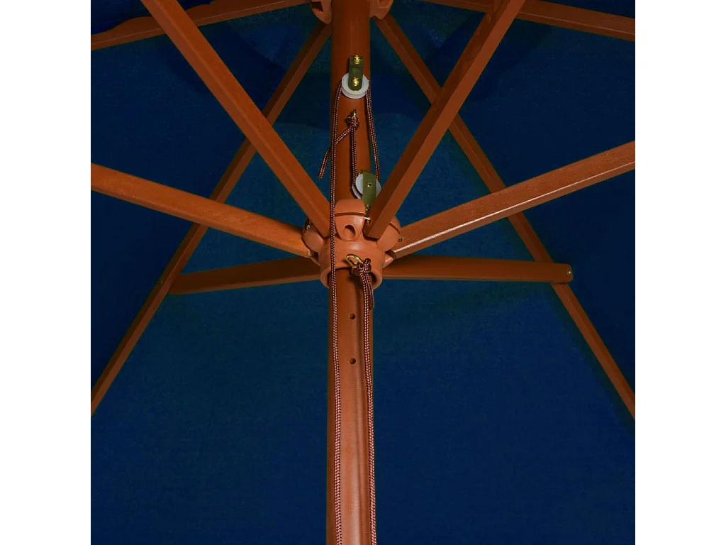 Parasol d'extérieur avec mât en bois Bleu 200x300