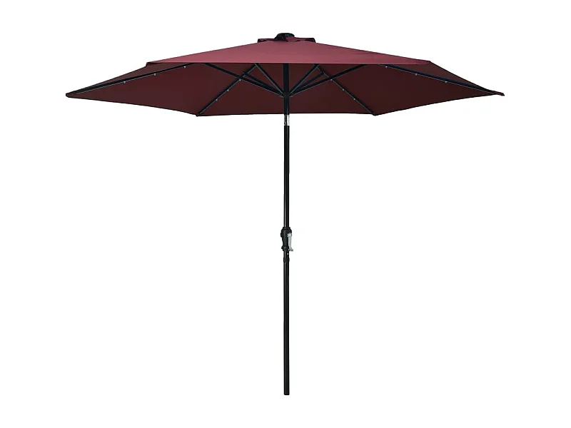Parasol d'extérieur avec LED et mât en acier 300cm Bordeaux