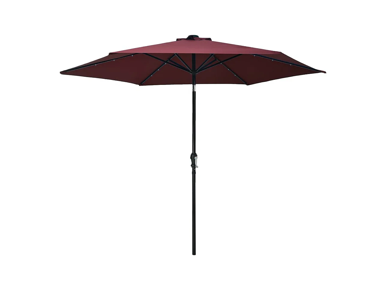 Parasol d'extérieur avec LED et mât en acier 300cm Bordeaux