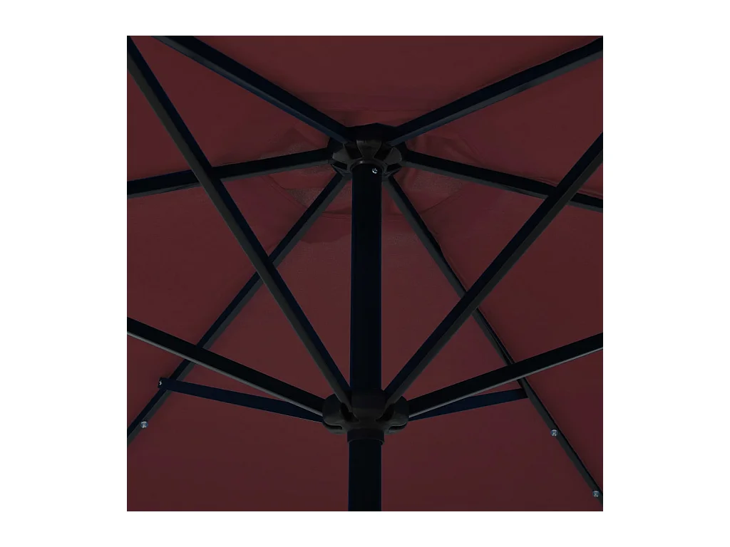 Parasol d'extérieur avec LED et mât en acier 300cm Bordeaux