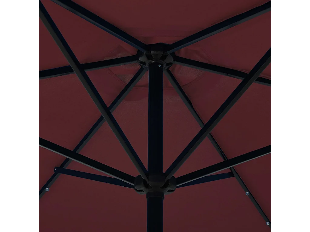 Parasol d'extérieur avec LED et mât en acier 300cm Bordeaux
