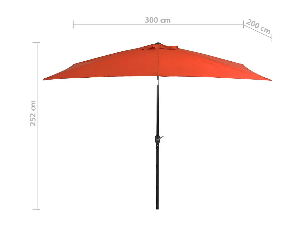 Parasol avec mât en métal 300x200 Terre cuite
