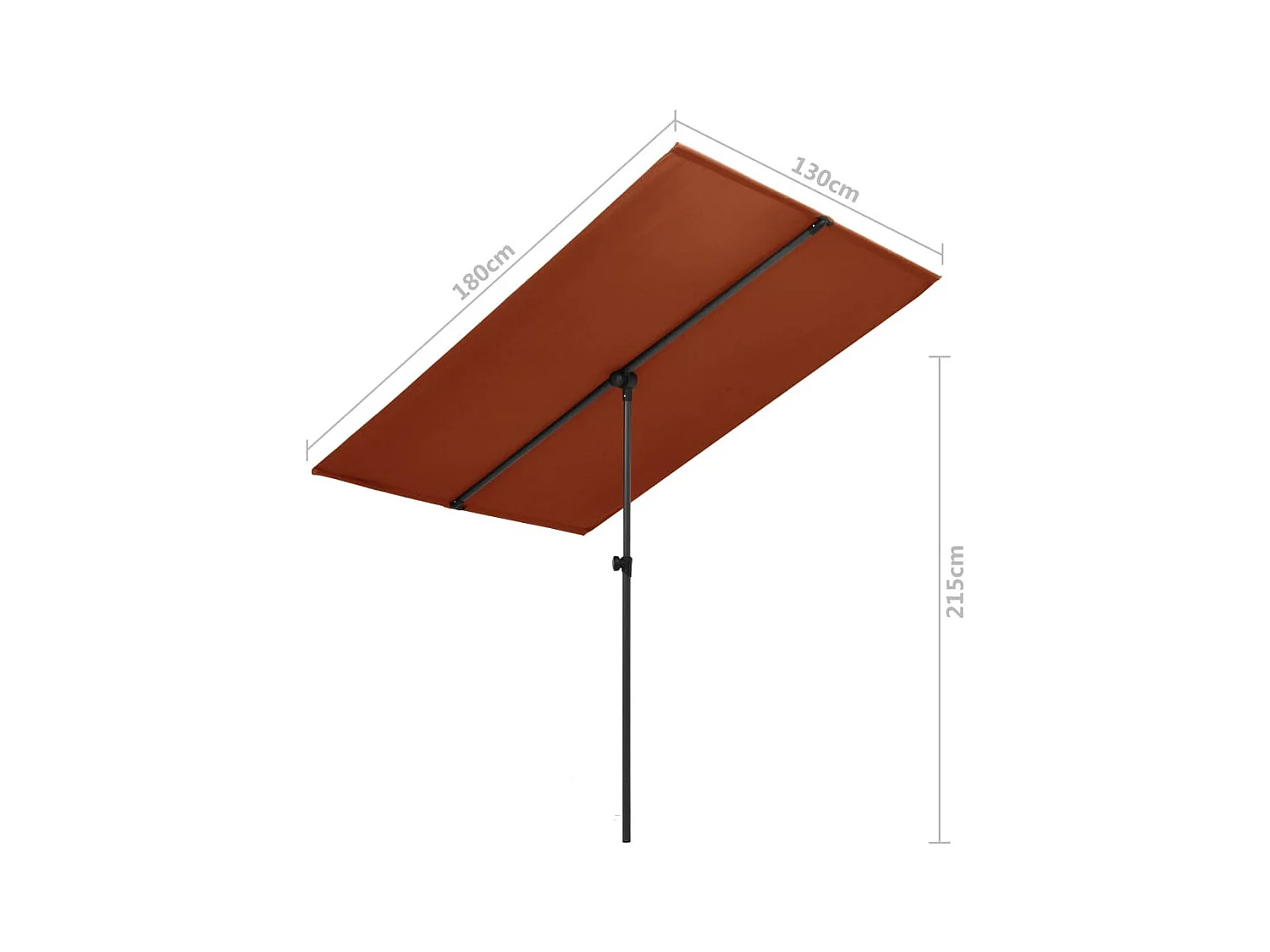 Parasol d'extérieur avec mât en aluminium 180x130 Terre cuite