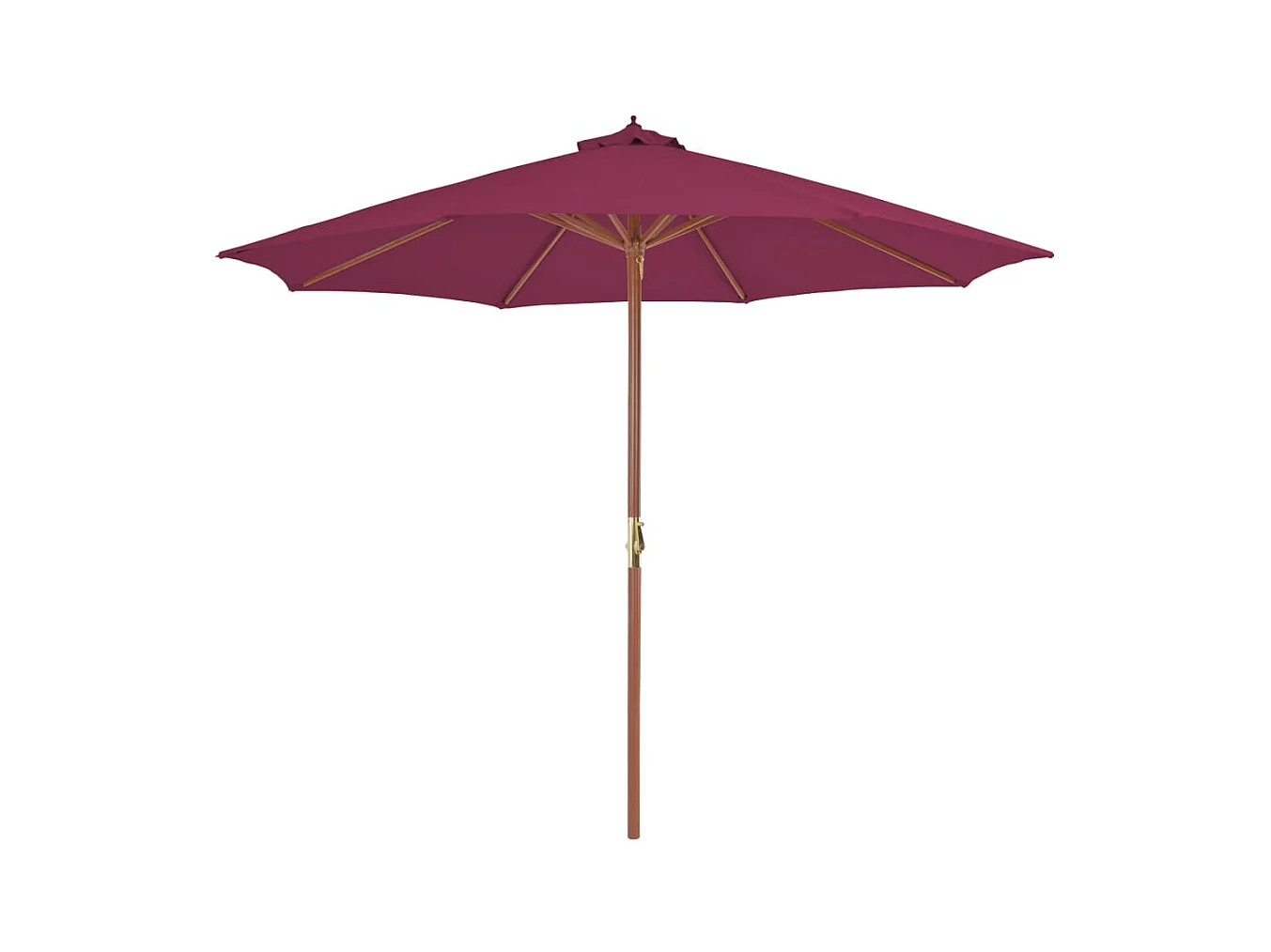 Parasol avec mât en bois 300cm Rouge bordeaux