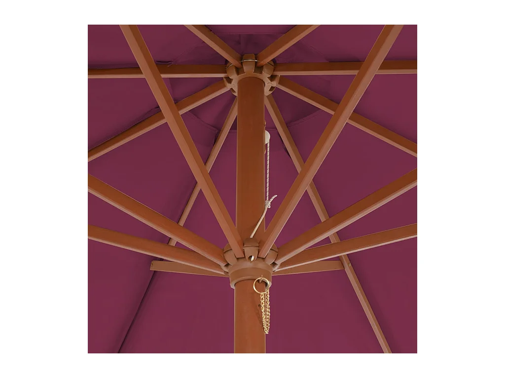 Parasol avec mât en bois 300cm Rouge bordeaux