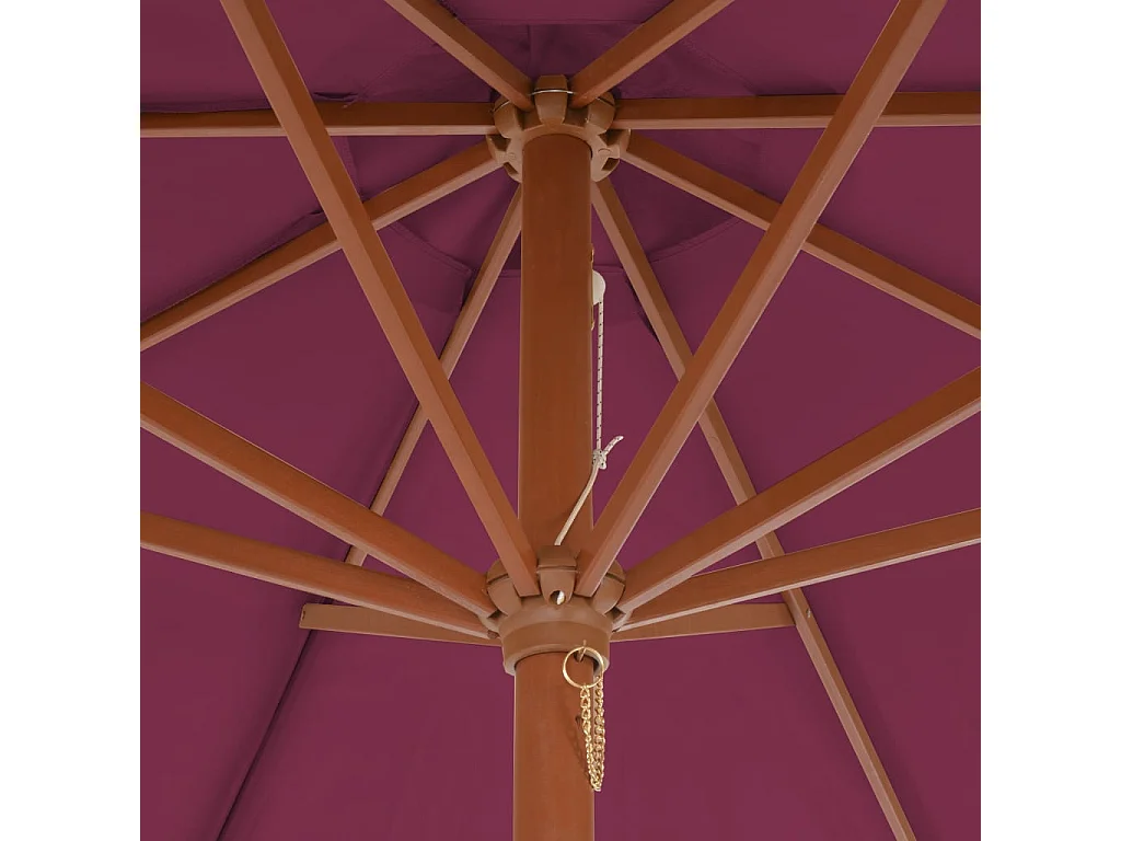 Parasol avec mât en bois 300cm Rouge bordeaux