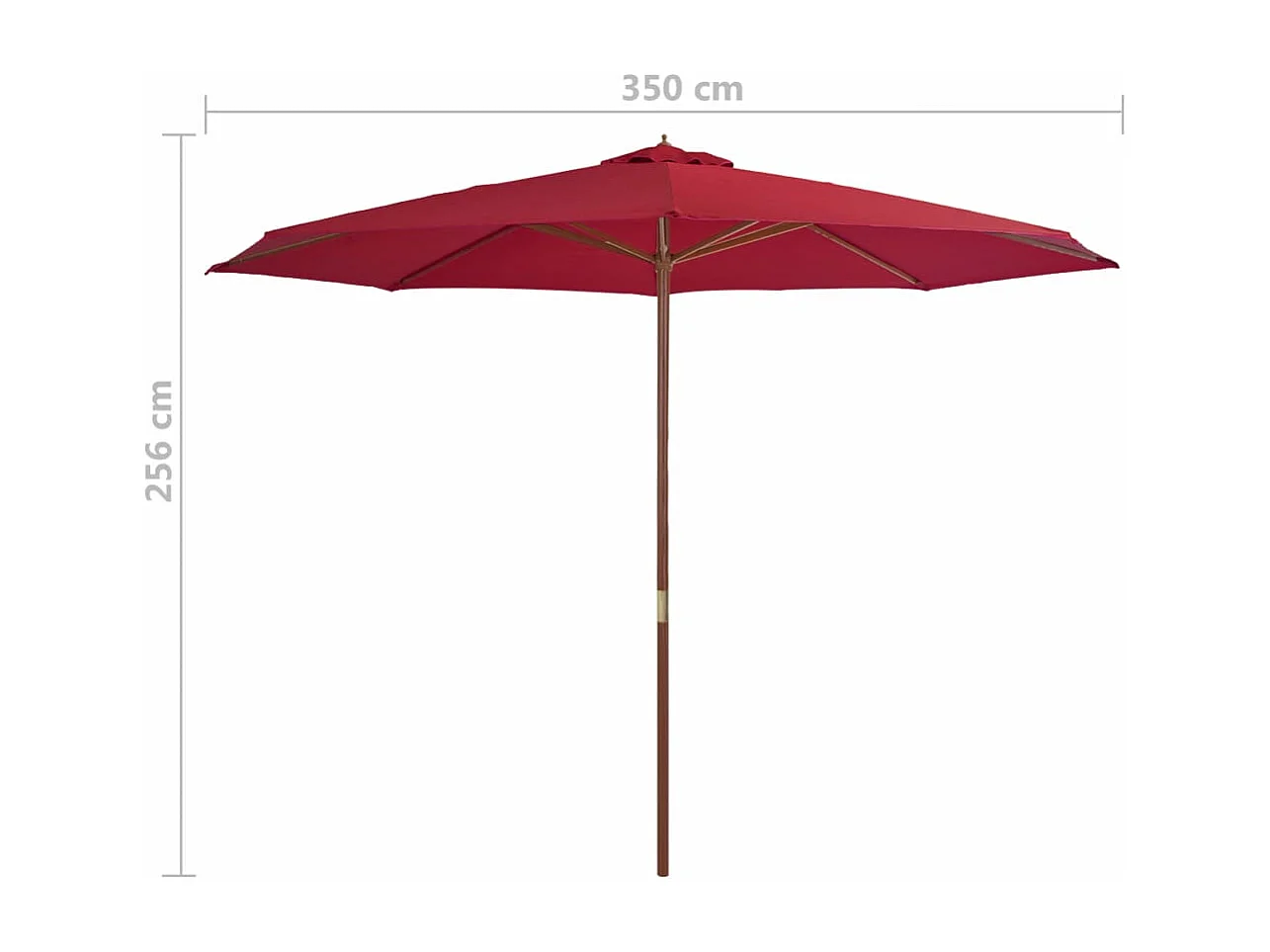 Parasol avec mât en bois 350cm Bordeaux