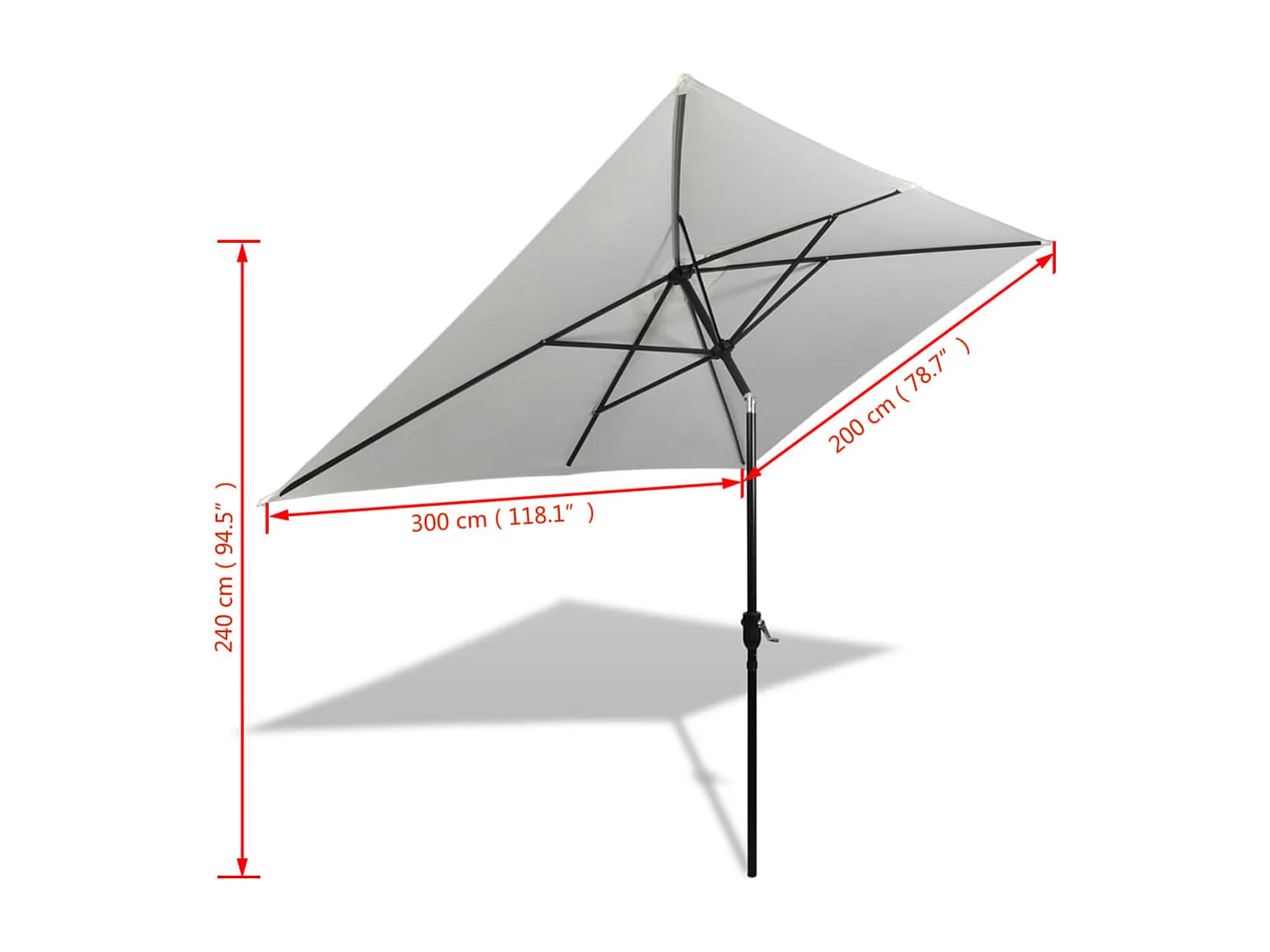Parasol 200x300 Blanc sable Rectangulaire