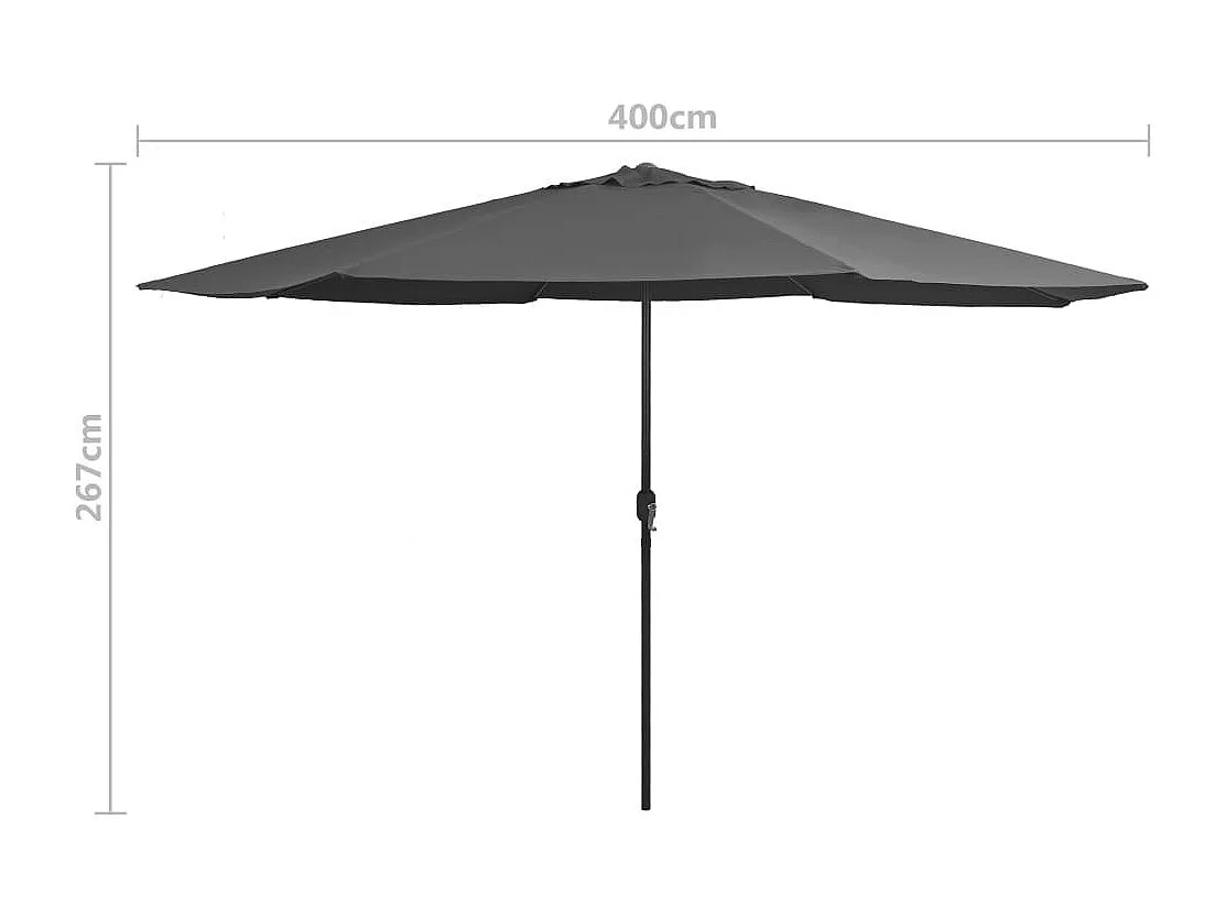 Parasol d'extérieur avec mât en métal 400cm Anthracite