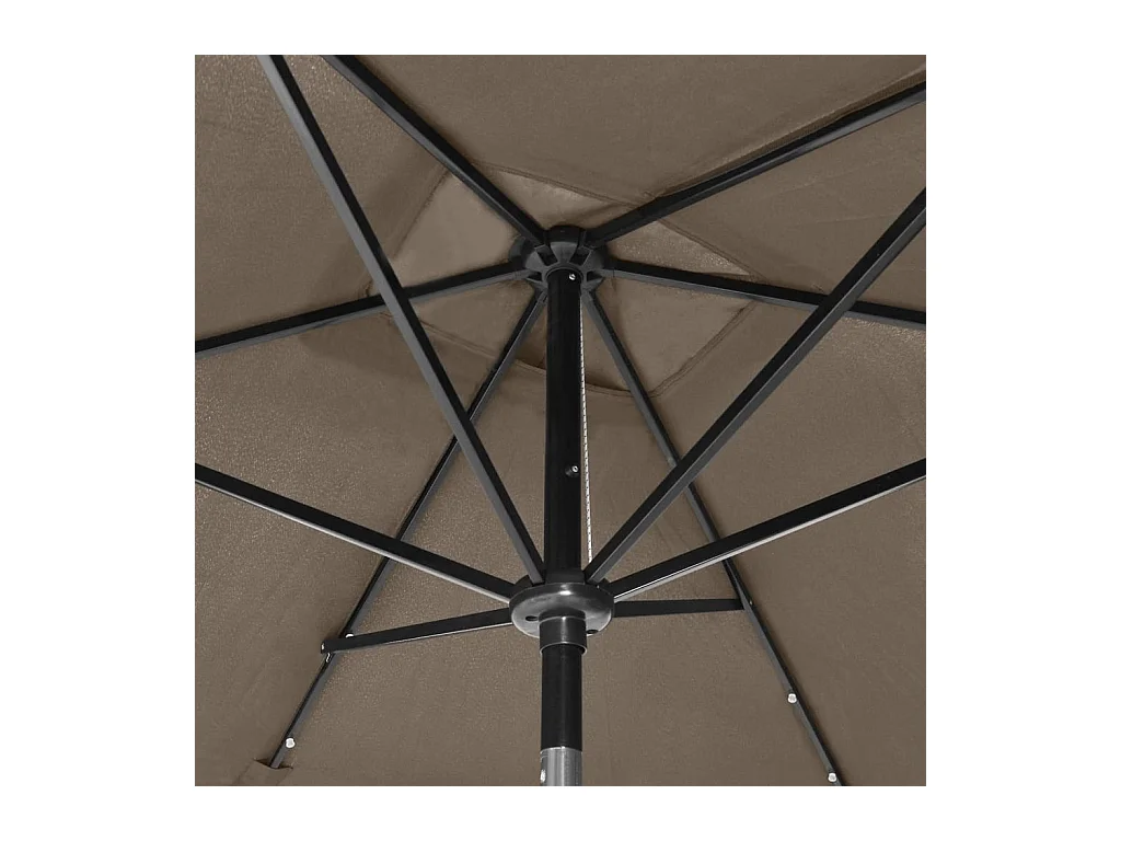 Parasol avec LED et mât en acier Taupe 2x3 m