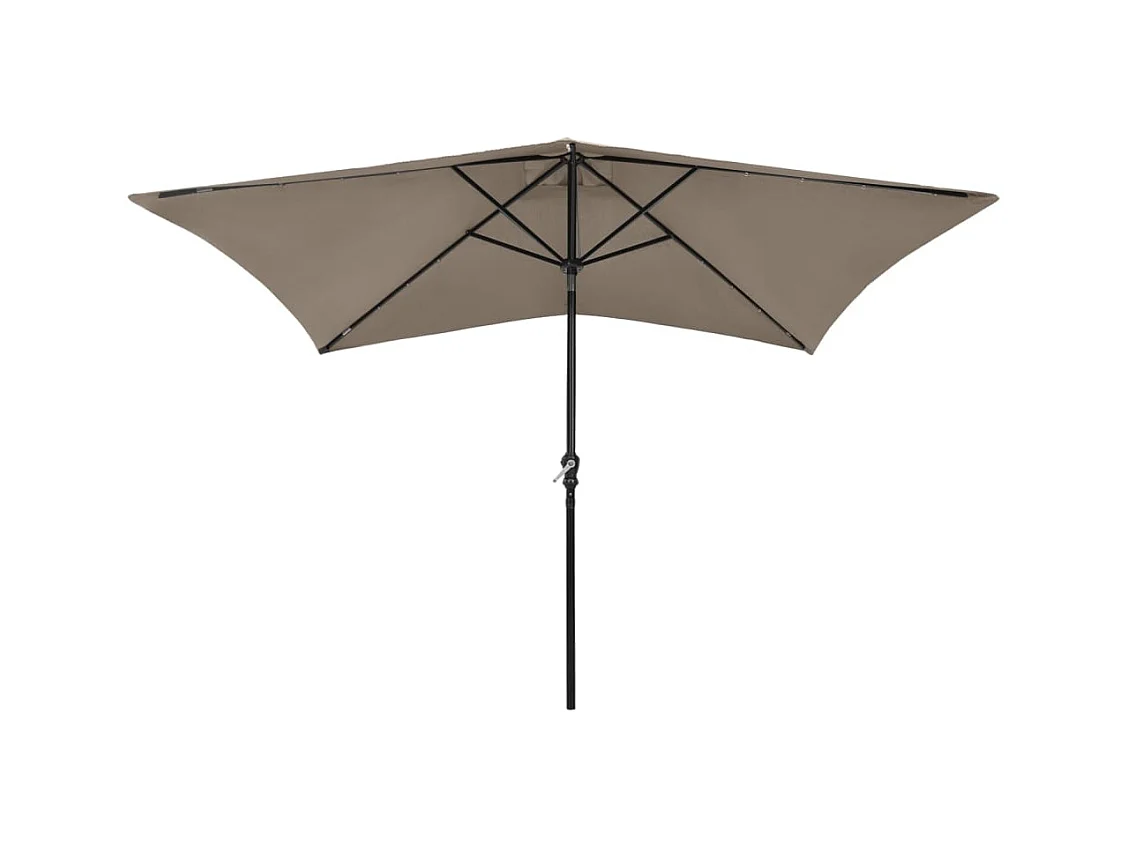 Parasol avec LED et mât en acier Taupe 2x3 m