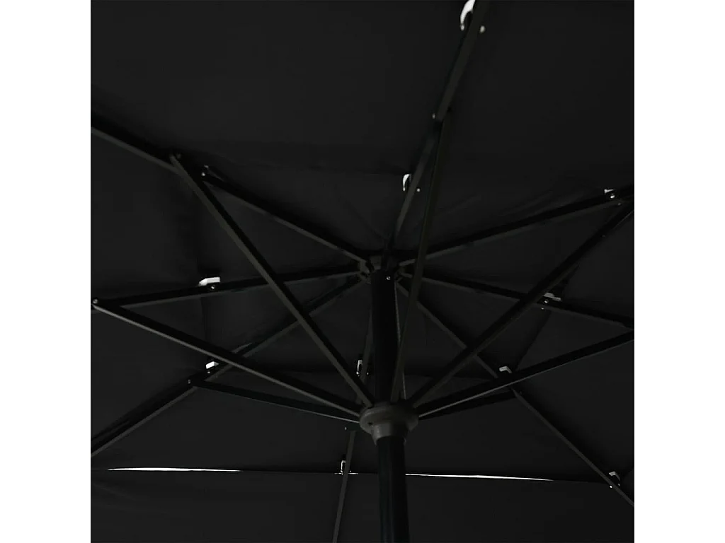 Parasol à 3 niveaux avec mât en aluminium Noir 2,5x2,5 m