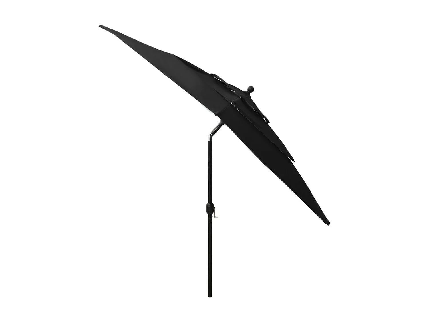 Parasol à 3 niveaux avec mât en aluminium Noir 2,5x2,5 m
