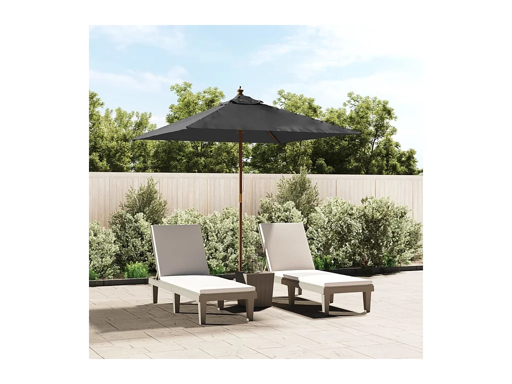 Parasol de jardin avec mât en bois anthracite 198x198x231